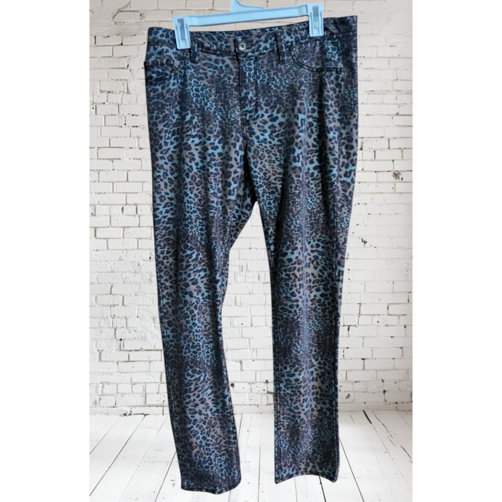 Ashley Stewart Leopard Print Straight Leg Jeans Multicolor Size 12W